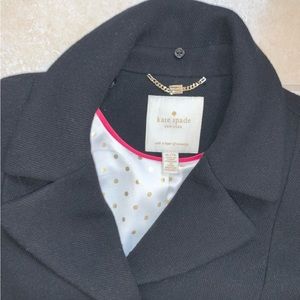 Kate spade DESIGNER  Pea coat black wool poly jacket women’s size XL
